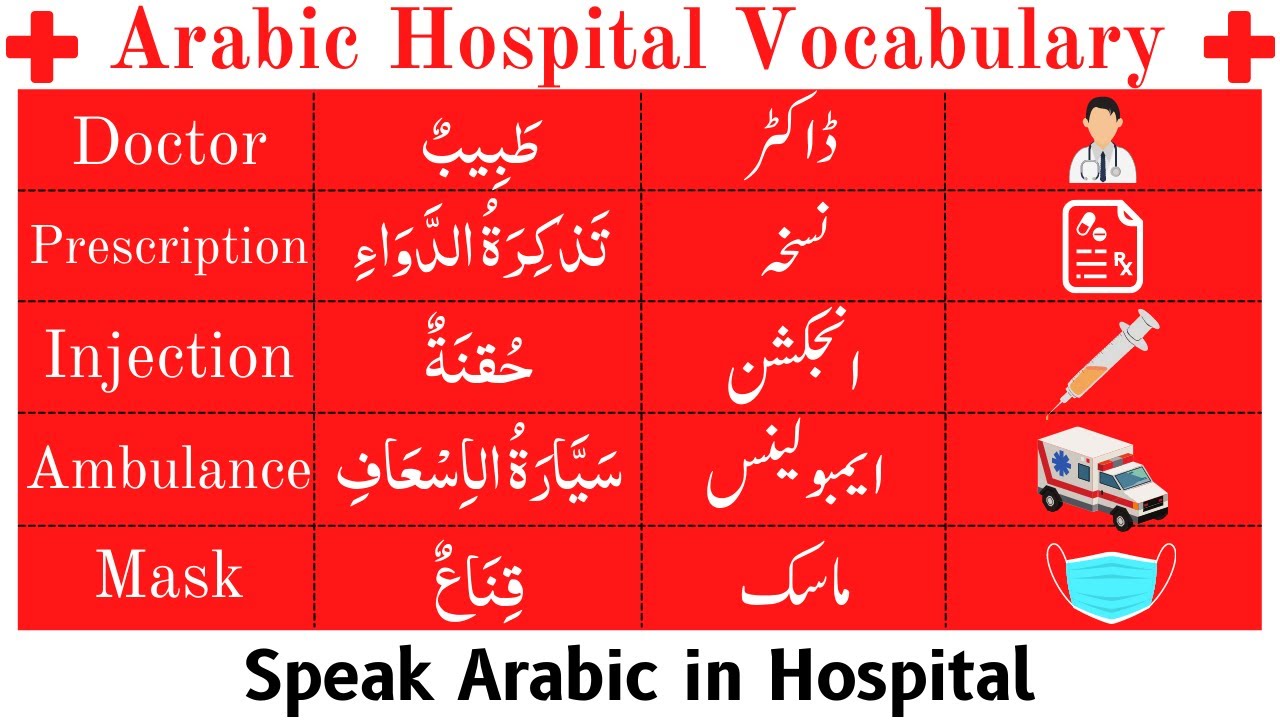 Arabic Hospital Vocabulary | Arabic in Hospital | Arabic Vocabulary