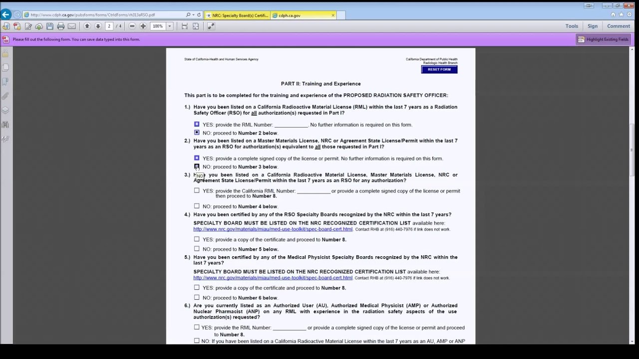 RHB - Radiation Safety Officer Training and Experience Form- RH 313A (RSO) Video Guide