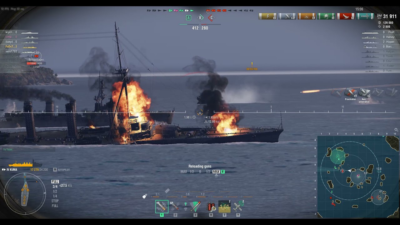 World of Warships 2021 Tier 4 Kuma cruiser