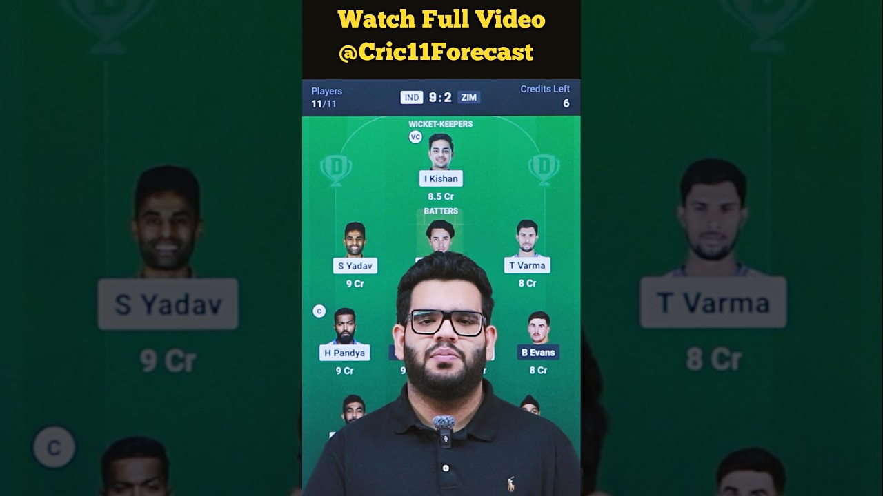IND vs ZIM Dream11 Prediction Today Match #dream11 #dream11prediction #todaymatchprediction