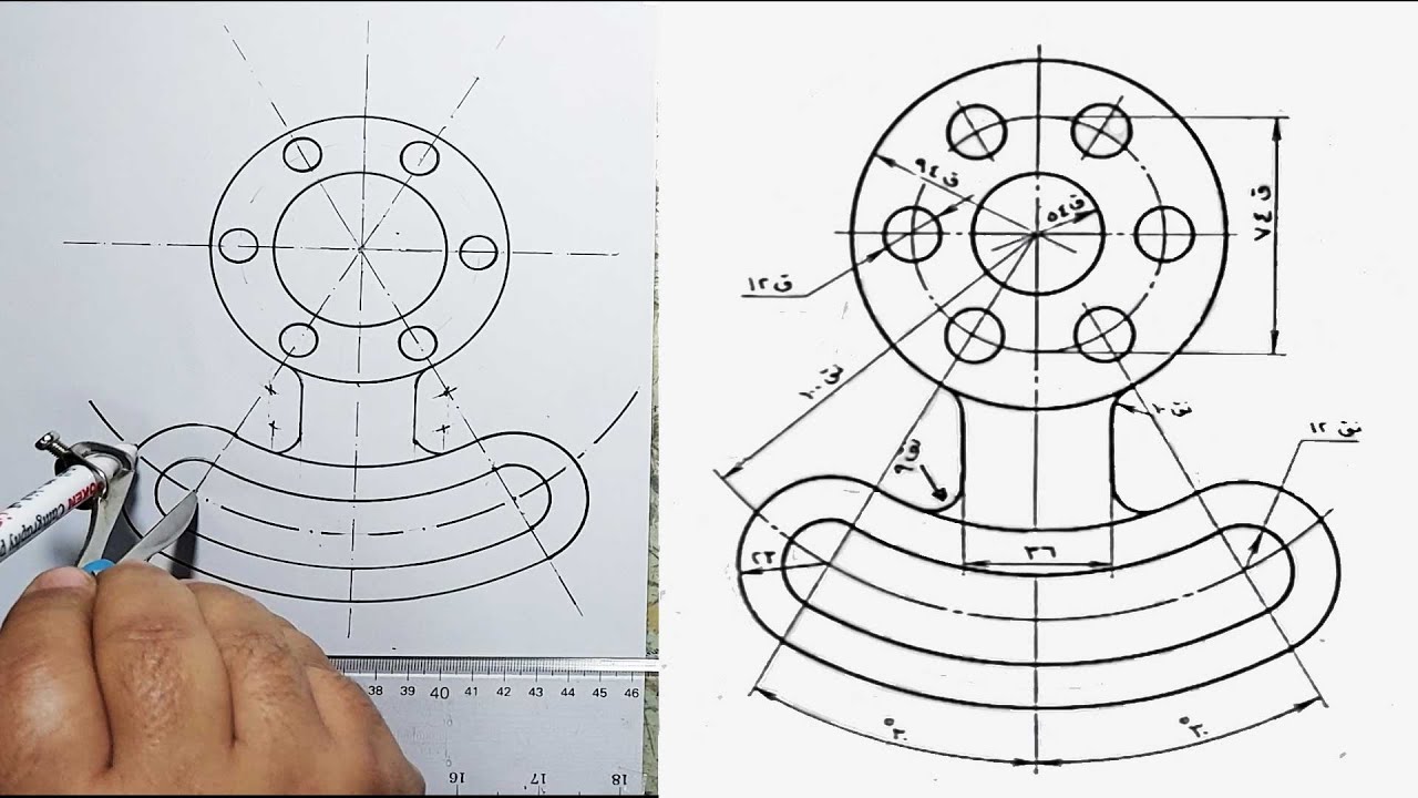 تطبيقات على رسم المماسات رسم هندسى Geometric drawing of touches