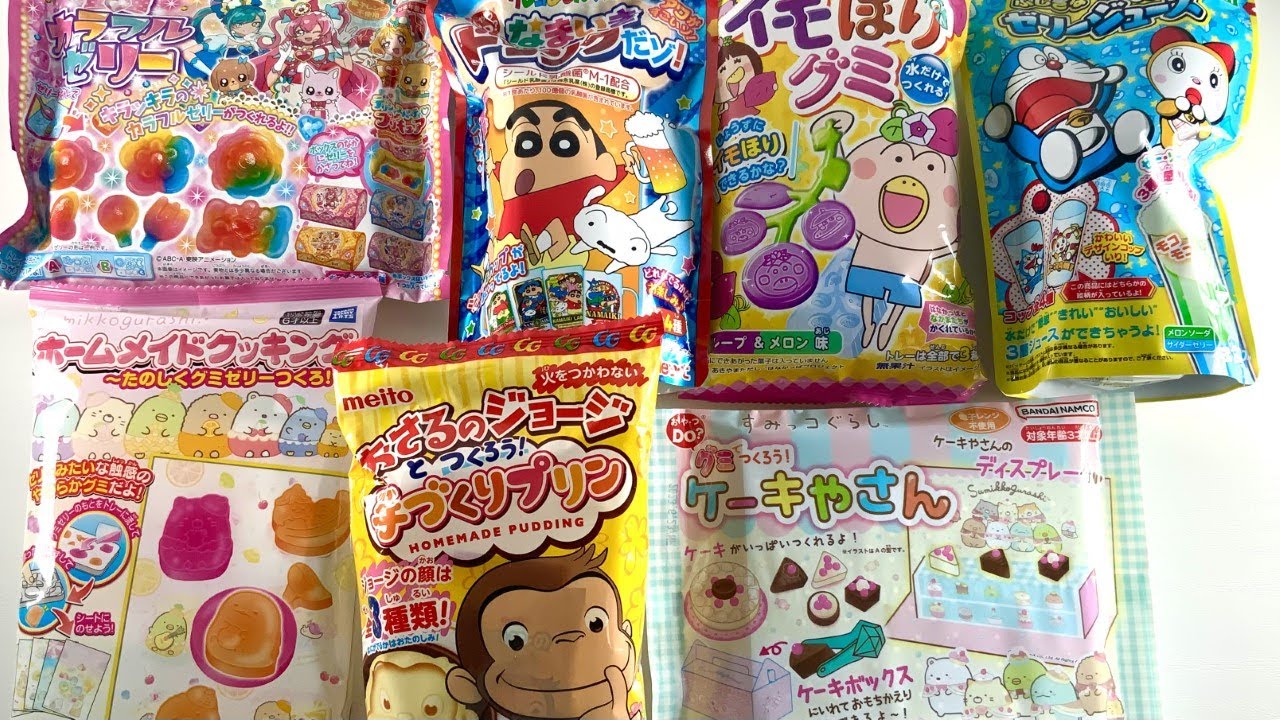 7種類のキャラもの作るお菓子をつくる　すみっコぐらし ドラえもん クレヨンしんちゃん プリキュア おさるのジョージ はなかっぱ