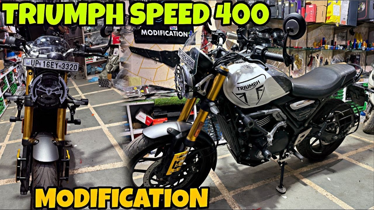 TRIUMPH SPEED 400 Me tadgi Modification kardi 😮 | Crash Guard | Visor | Fog Light |