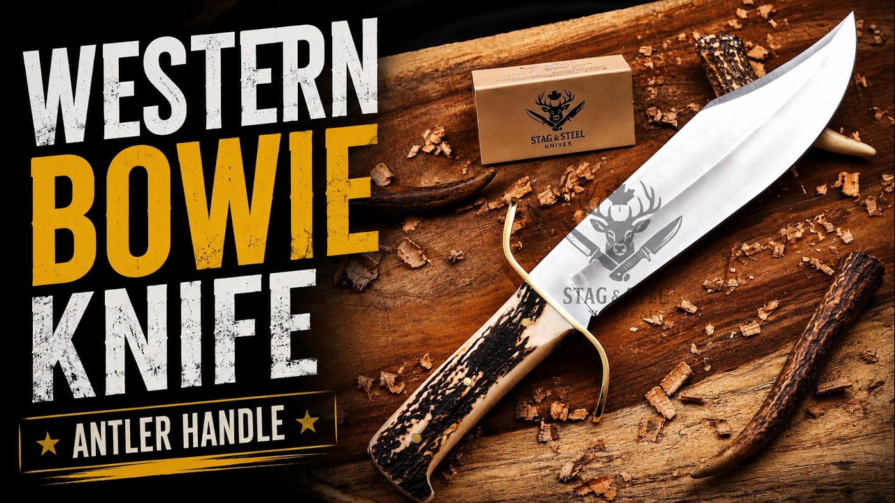 Wild West Bowie Knife &ndash; Handmade D2 Steel Western Bowie, Stag Handle