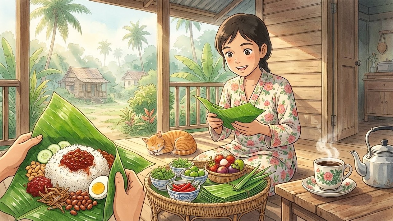 Nasi Lemak ASMR | Ghibli Style Kampung Morning in Malaysia