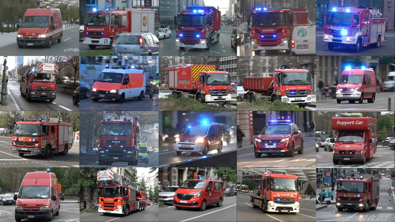 [SPECIALE COMPILATIE] Verschillende speciale voertuigen van Brandweer Brussel met spoed in Brussel!