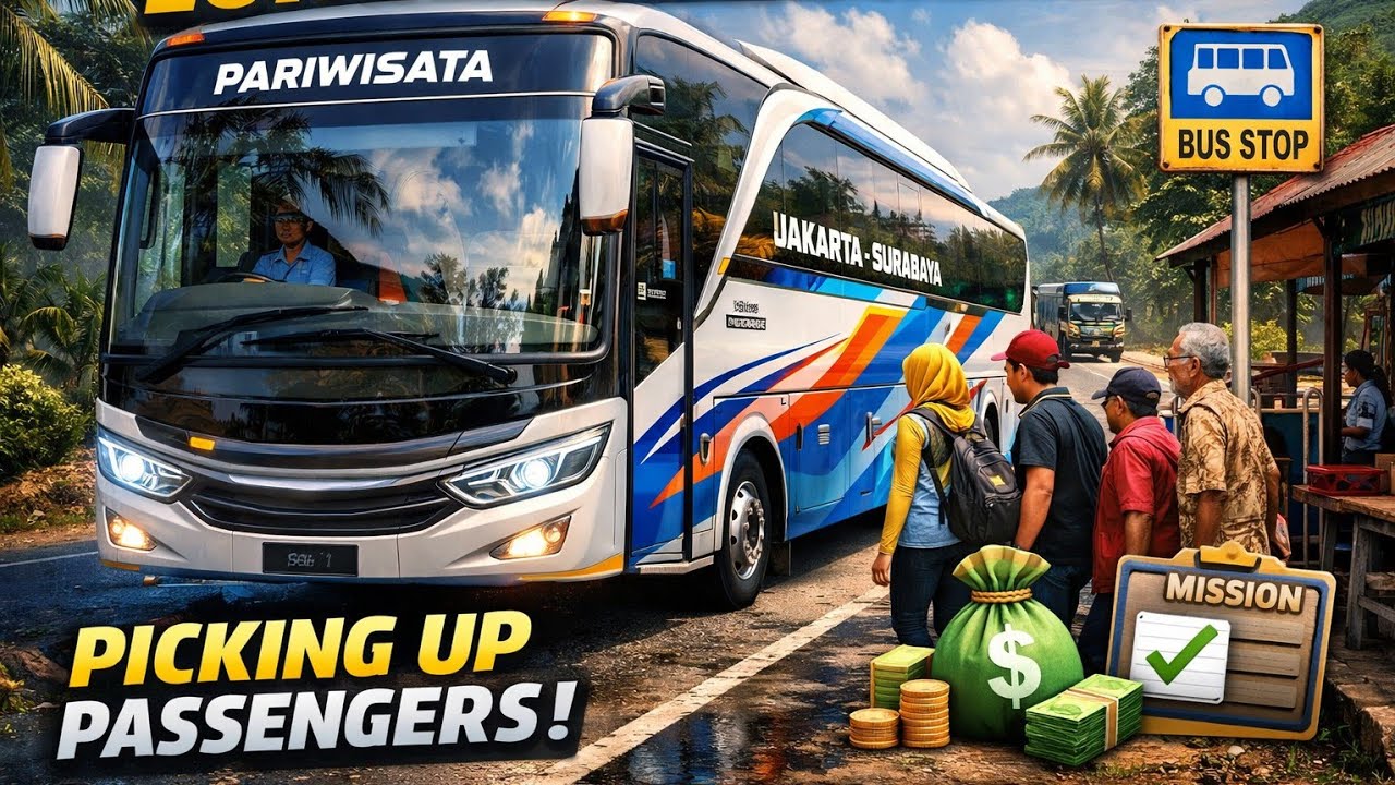 Bus Simulator Indonesia Gameplay | Long Route Journey with Passenger Pickup