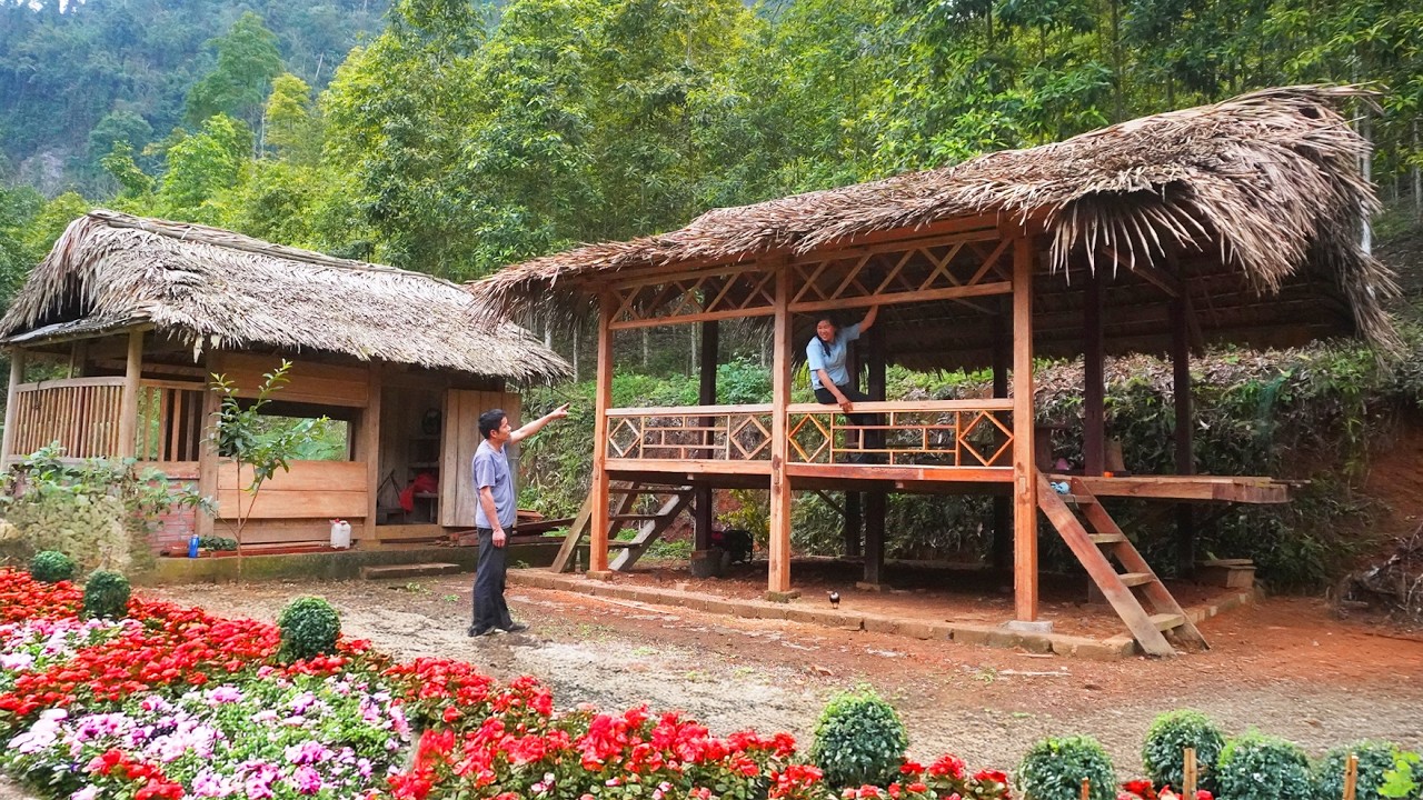 Building a wooden city in the forest, clearing the grass - raising more pigs, chickens.