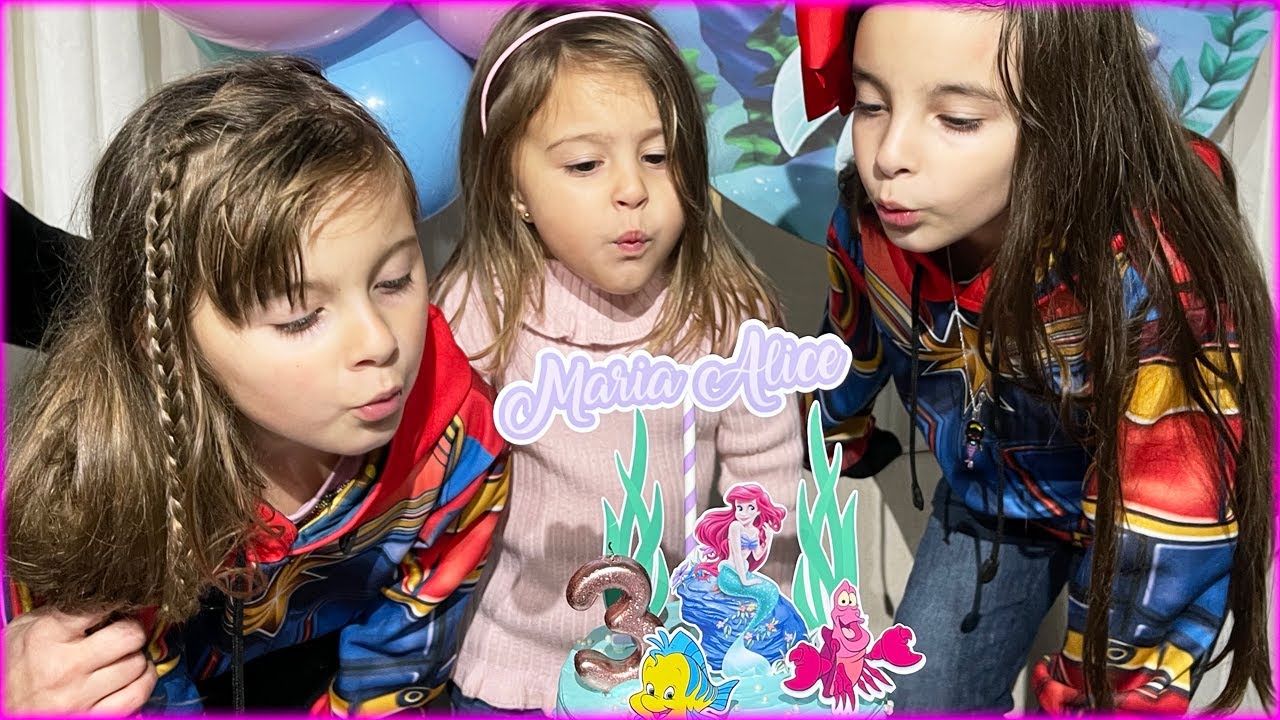 FESTA DE ANIVERSÁRIO DE SEREIA DA MARIA ALICE 🥳 ❤️ JÉSSICA GODAR, LAURINHA E HELENA E GABRIEL