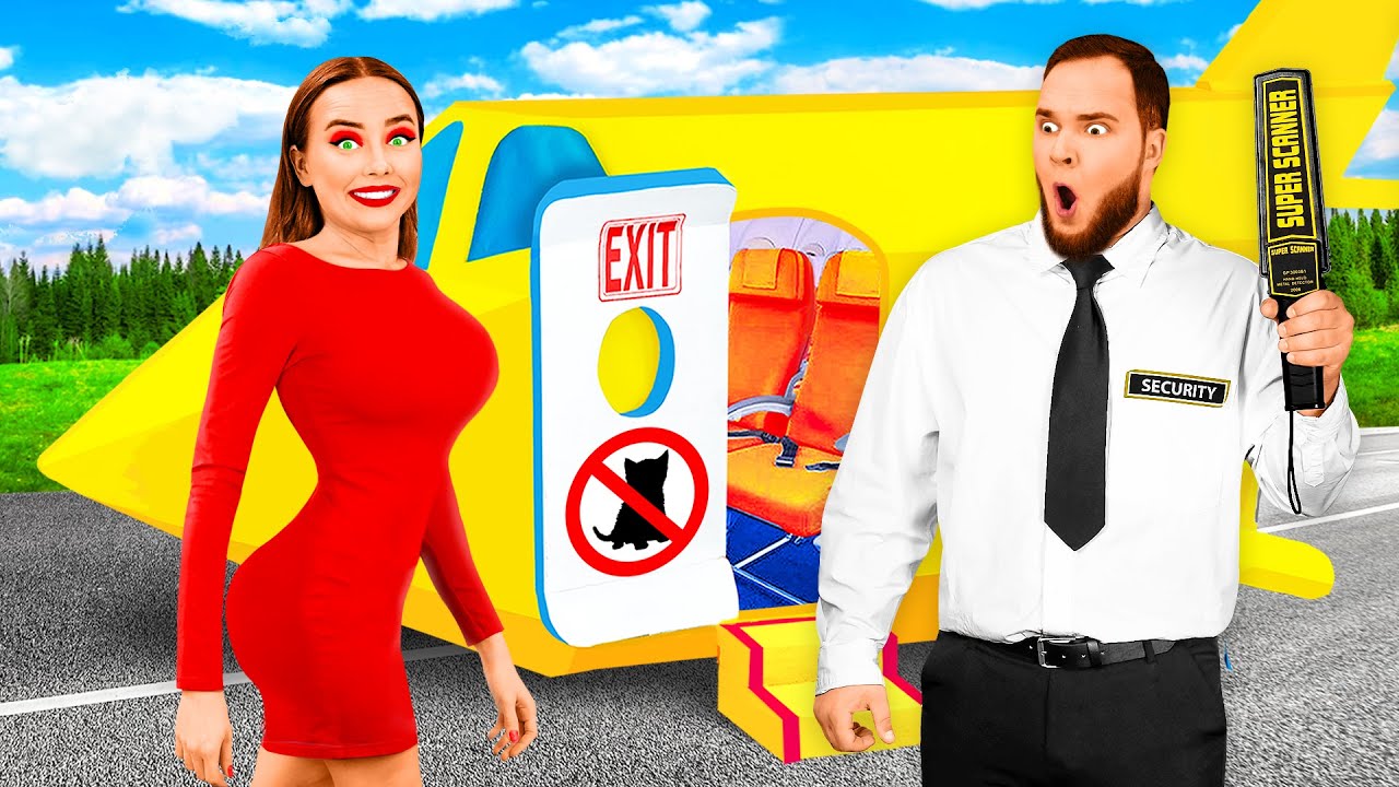 Jak Vz&iacute;t Dom&aacute;c&iacute; Mazl&iacute;čky do Letadla | Z&aacute;bavn&eacute; N&aacute;pady od Fun Challenge