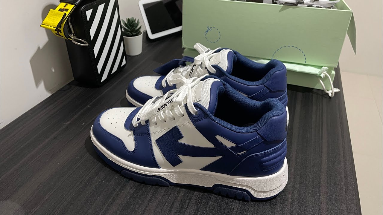 Off White Out Of Office &ldquo;OOO&rdquo; Sneakers White Blue Unboxing and Review - Indonesia