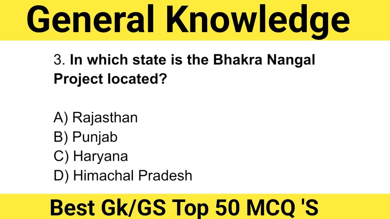 General knowledge Top 50 MCQ 'S Questions Part - 8 Best PYQ GK quiz Practice set 