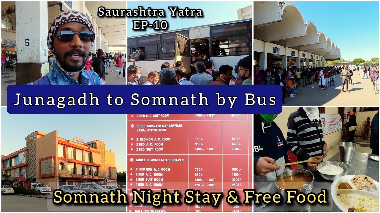 Junagadh to Somnath by Bus | Night Stay In Somnath & Free Food | Somnath Dharmashala | Saurashtra