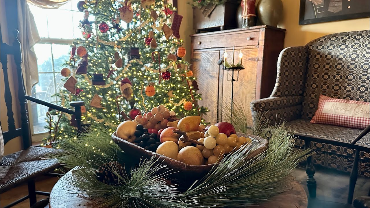 My Primitive Colonial Christmas Home Tour ~Antiques/Set to Music