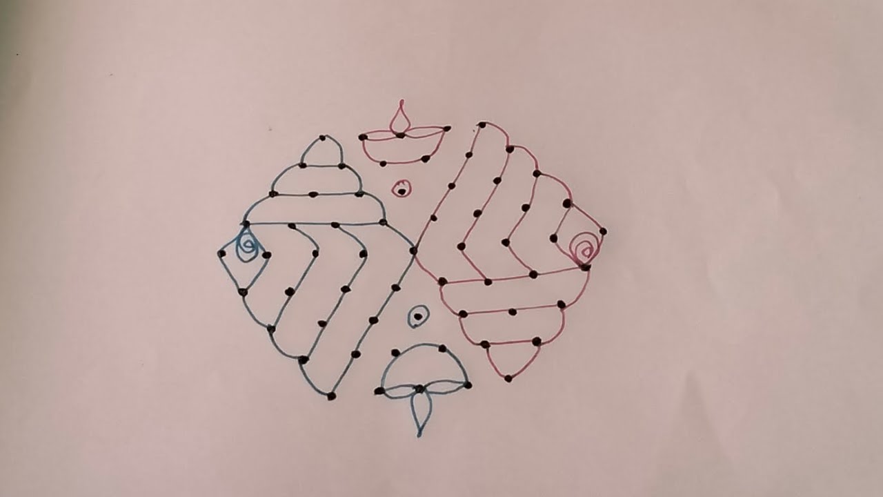 9*5 simple sangu kolam Easy dotkolam rangoli design kolam Easy sikkukolam #sikkukolam #dotkolam 