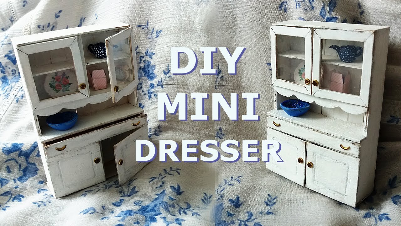 Miniature Distressed Kitchen Dresser Tutorial Rustic Style. Kredens dla lalek. Alacena para muñecas