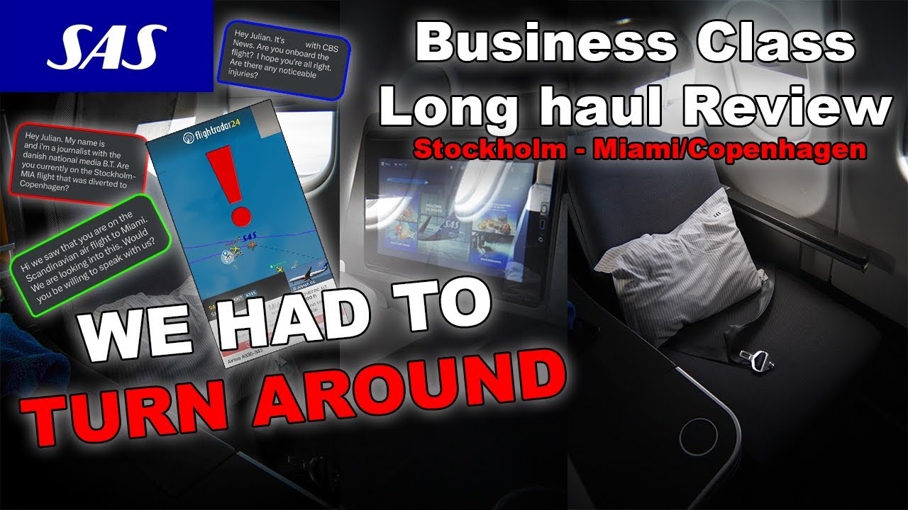 FLIGHT DIVERTED - HEAVY TURBULENCE | SAS Business Class from Stockholm to Miami/ Copenhagen | A330