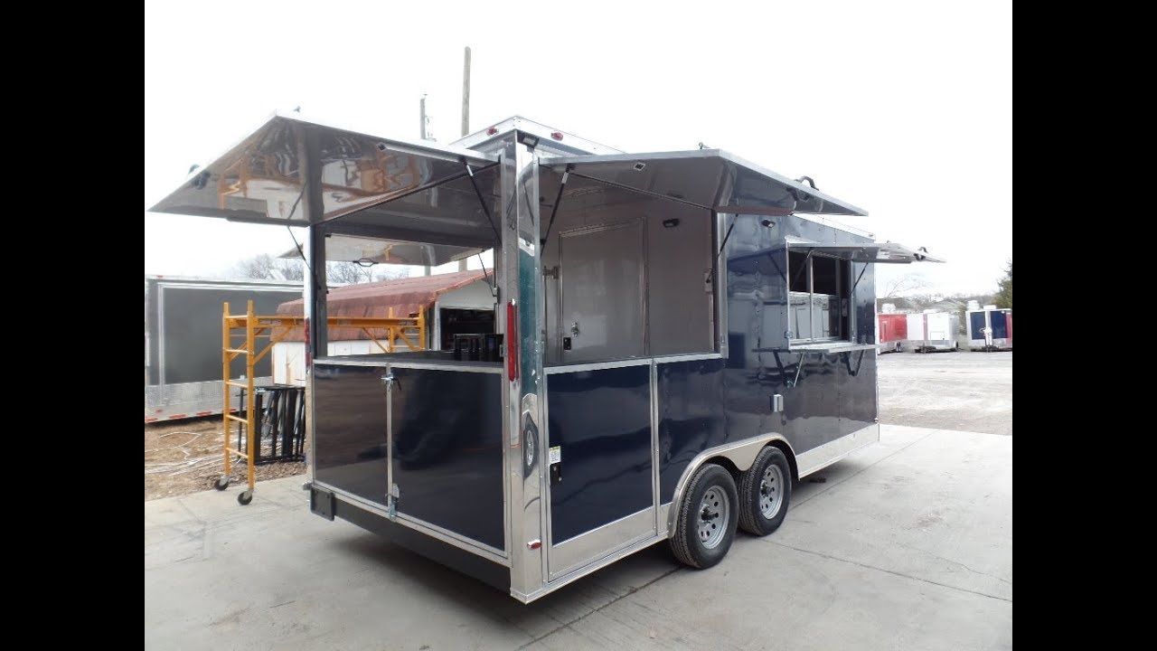 Concession Trailer 8.5' x 17' Indigo Blue BBQ Catering Event Food Review