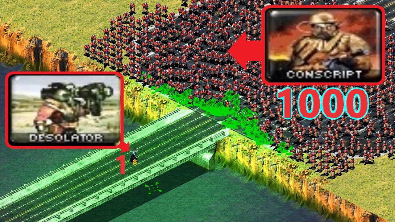 Can Desolator defend the bridge? vs 1000 Conscripts - Red Alert 2
