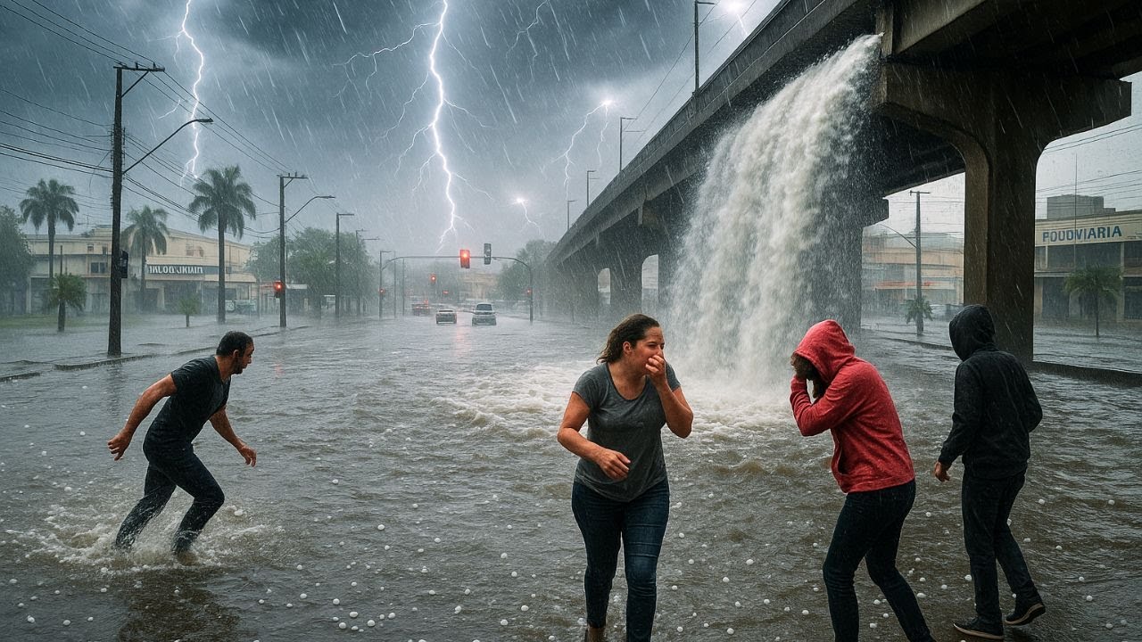 CAOS em SÃO CARLOS - SP! TEMPORAL com GRANIZO e VENTOS FURIOSOS transforma ruas em RIOS!