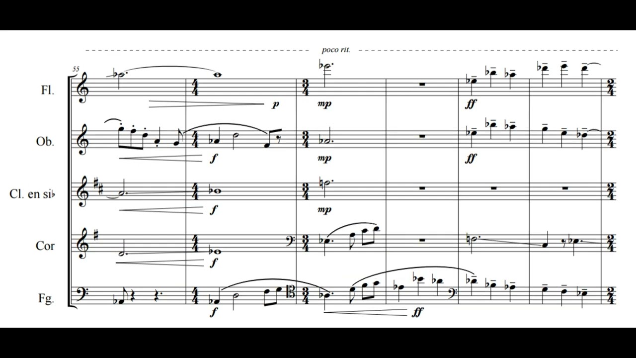 Venteando, wood quintet score follow