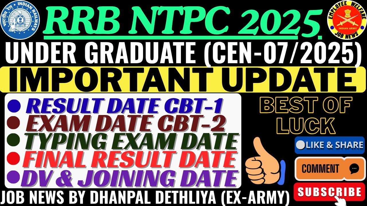 RRB NTPC 2025 CBT-1 Result Update 😲| CBT-1 Result Out Soon NTPC undergraduate🔥| CBT-2 Exam Date Out