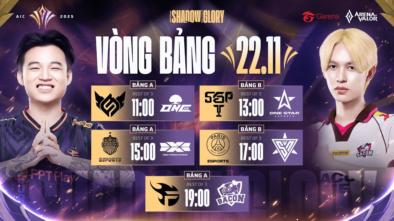 FS vs ONE | SGP vs 1S | BRU vs DCG | PSG vs SPN | FPT vs BAC | V&Ograve;NG BẢNG | AIC 2025 (22/11)