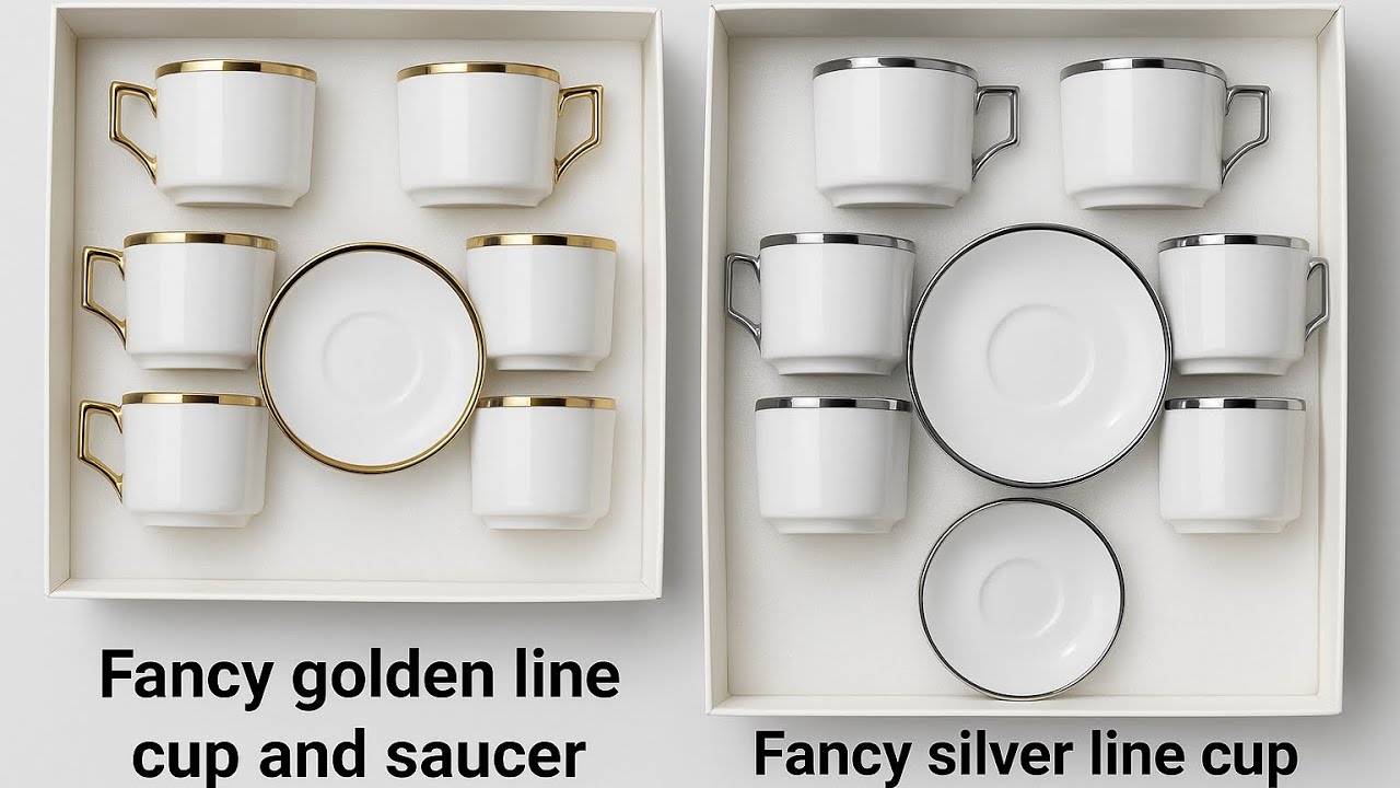 Cup saucer | Fancy Golden and Silver Line Cup saucer with fancy Gift packing 