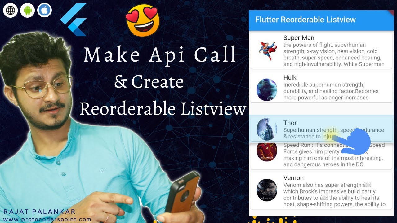 Flutter make api call & show data in Reorderable listview & make it  drag & drop listview to reorder