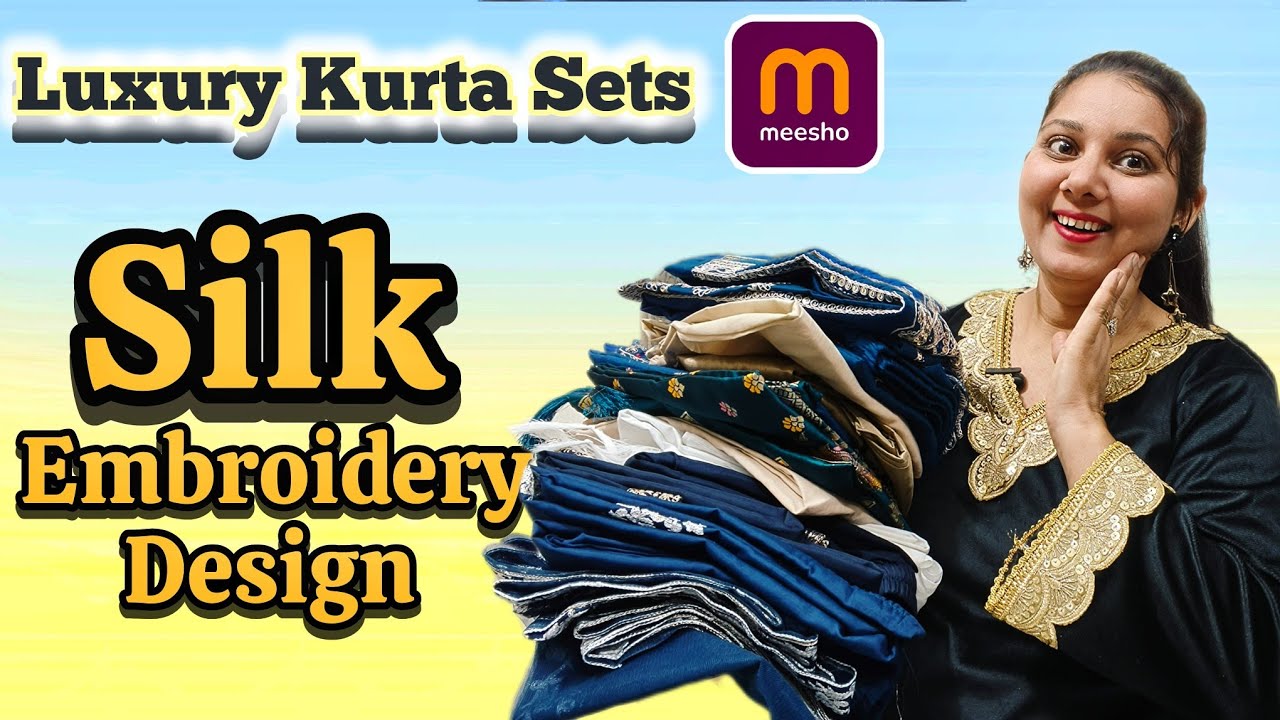 Meesho Luxury Kurta sets: Silk, Embroidery Design & Purse stressing from 300 #fashion #meeshohaul