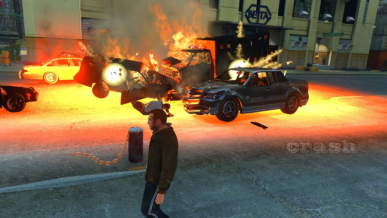 GTA 4 Crash Testing Real Car and continuous explosion #3