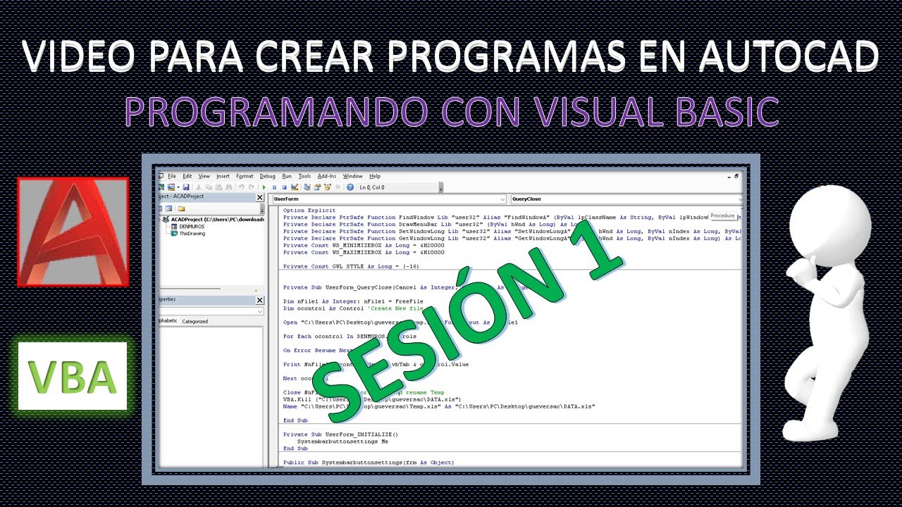 Código para crear BOTONES de Maximinar y Minimizar en VBA-AUTOCAD.