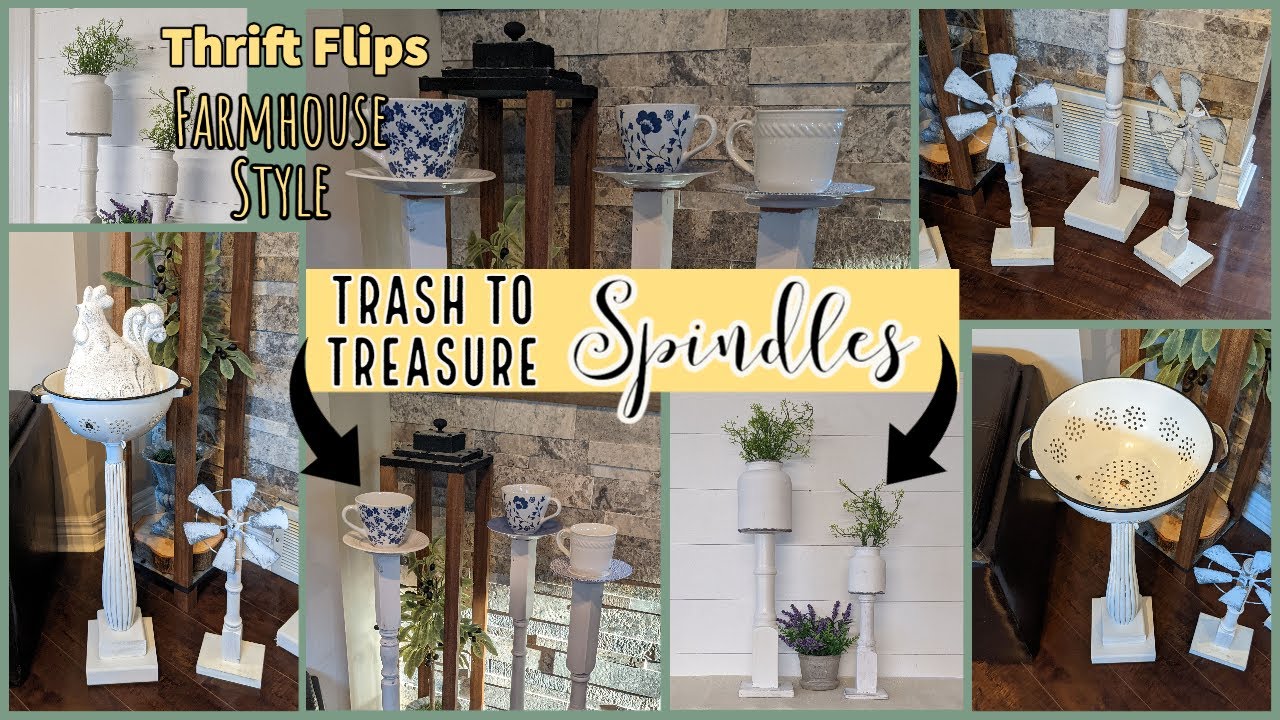 ⭐TRASH TO TREASURE SPINDLE DECOR IDEAS!!~Summer Farmhouse DIYS~Tea Cup Spindles~Colander Spindle DIY