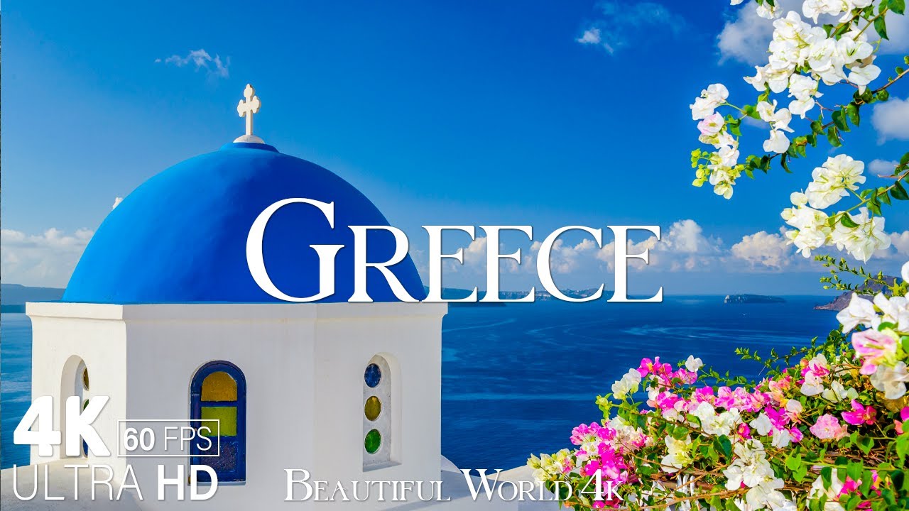 Grece 4K Drone Nature Film - Мирная фортепианная музыка - потрясающая красивая природа