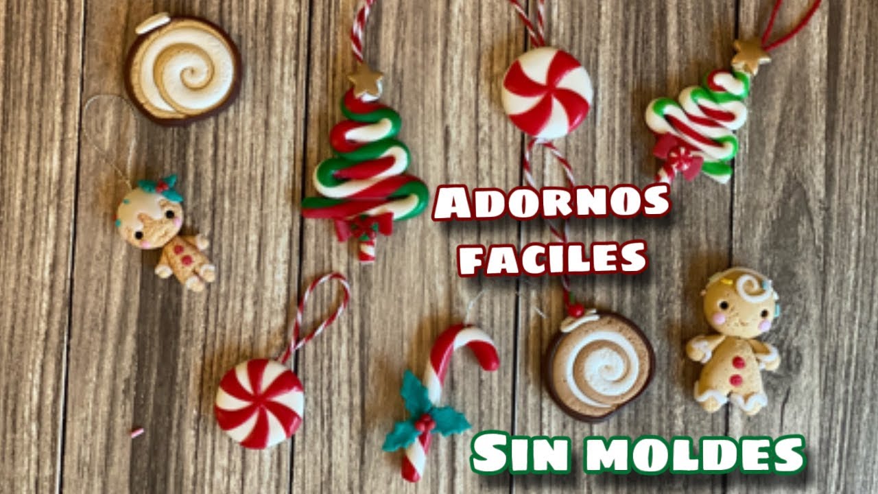 COMO HACER ADORNOS DE NAVIDAD FACILES - SIN MOLDES - EN PORCELANA FRIA. DULCES DE NAVIDAD