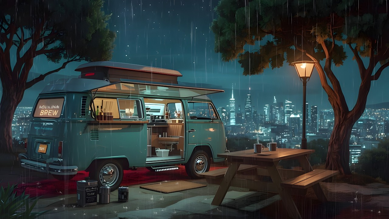 Fall Asleep in an 80s Rainy Japanese Café 🌙 Calm Lofi for Deep Sleep