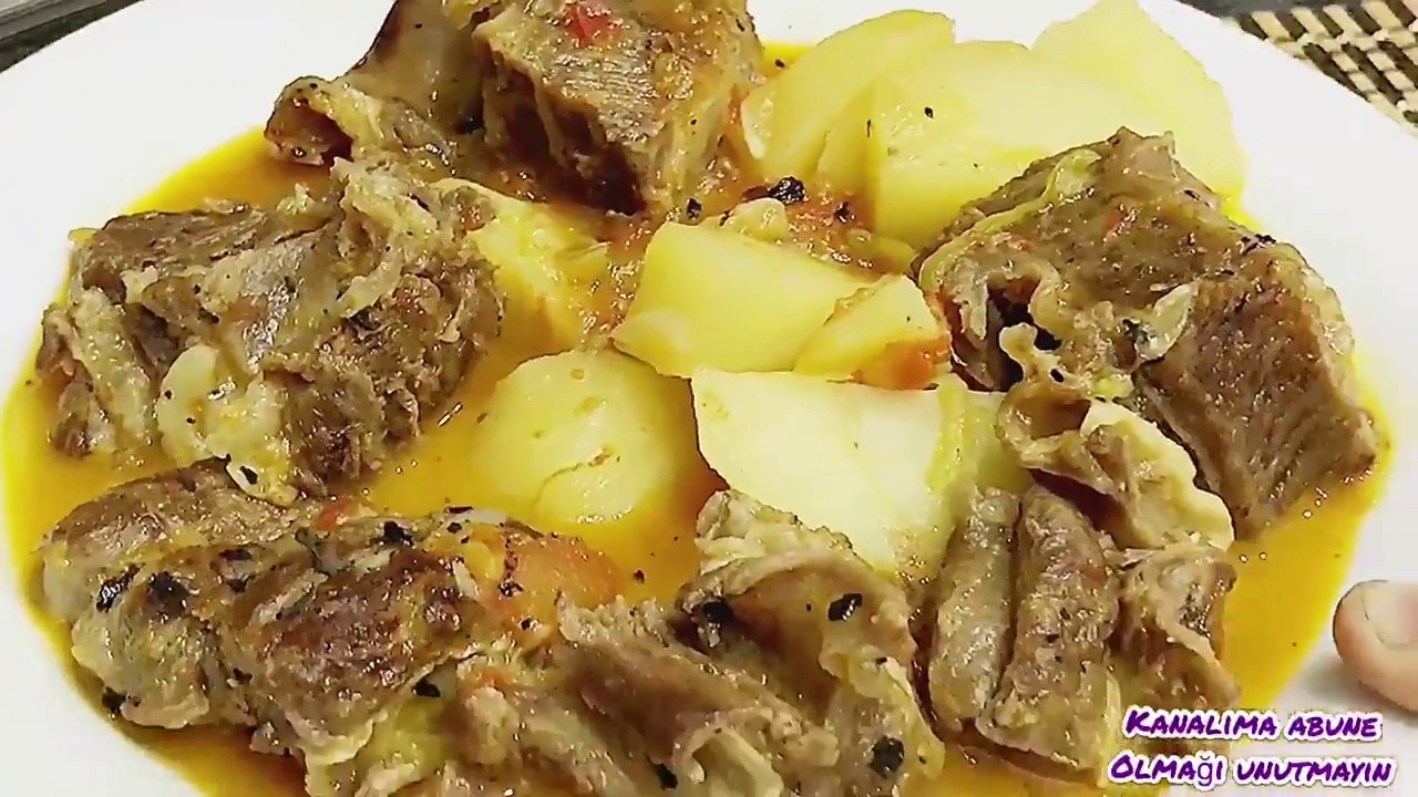 AZERBAYCAN METBEXİNDEN ETLİ SOUZ.AZERBAYCAN MUTFAĞI LEZİZPATATESLİ ET YEMEĞİ.КАРТОФЕЛЬНО МЯСНОЙ СОУС
