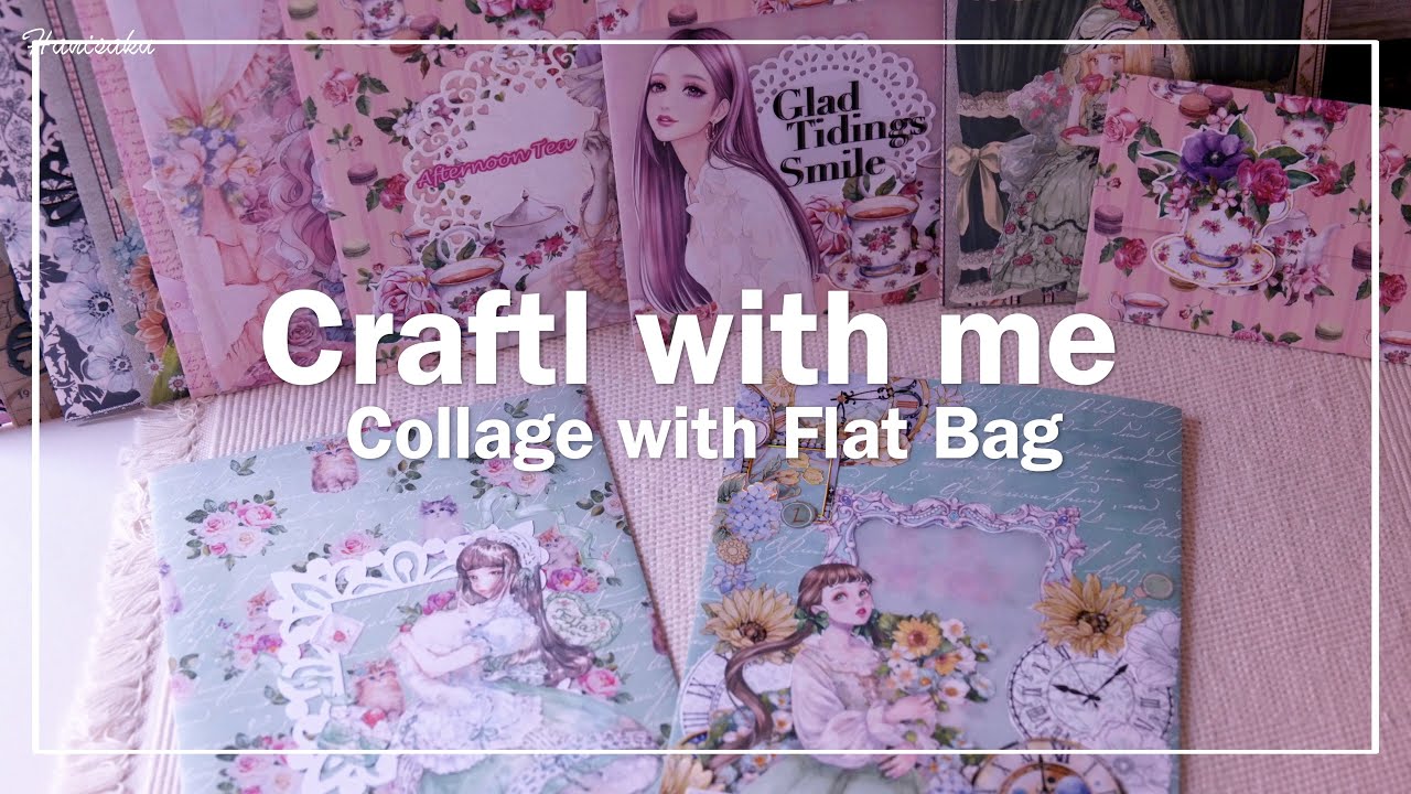 [ASMR]  平袋コラージュ  |  craft with me | collage |