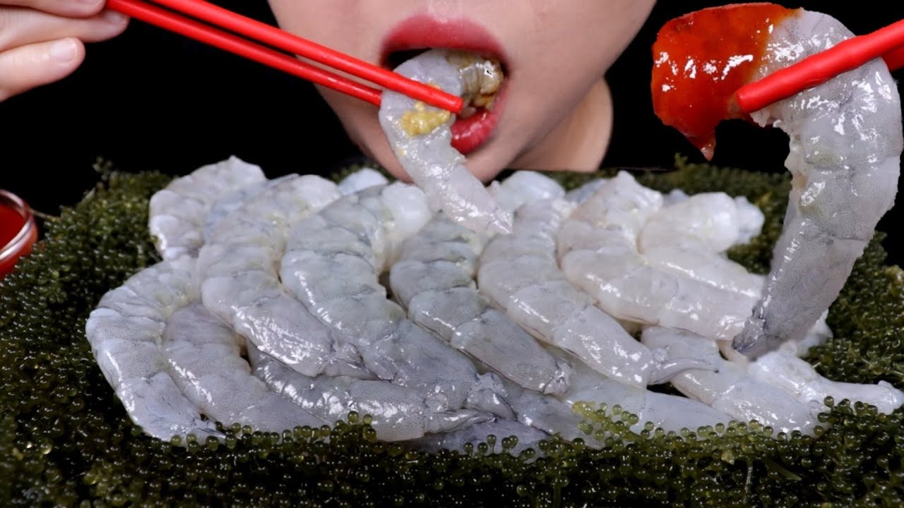 ASMR 생새우, 바다포도 리얼사운드 먹방