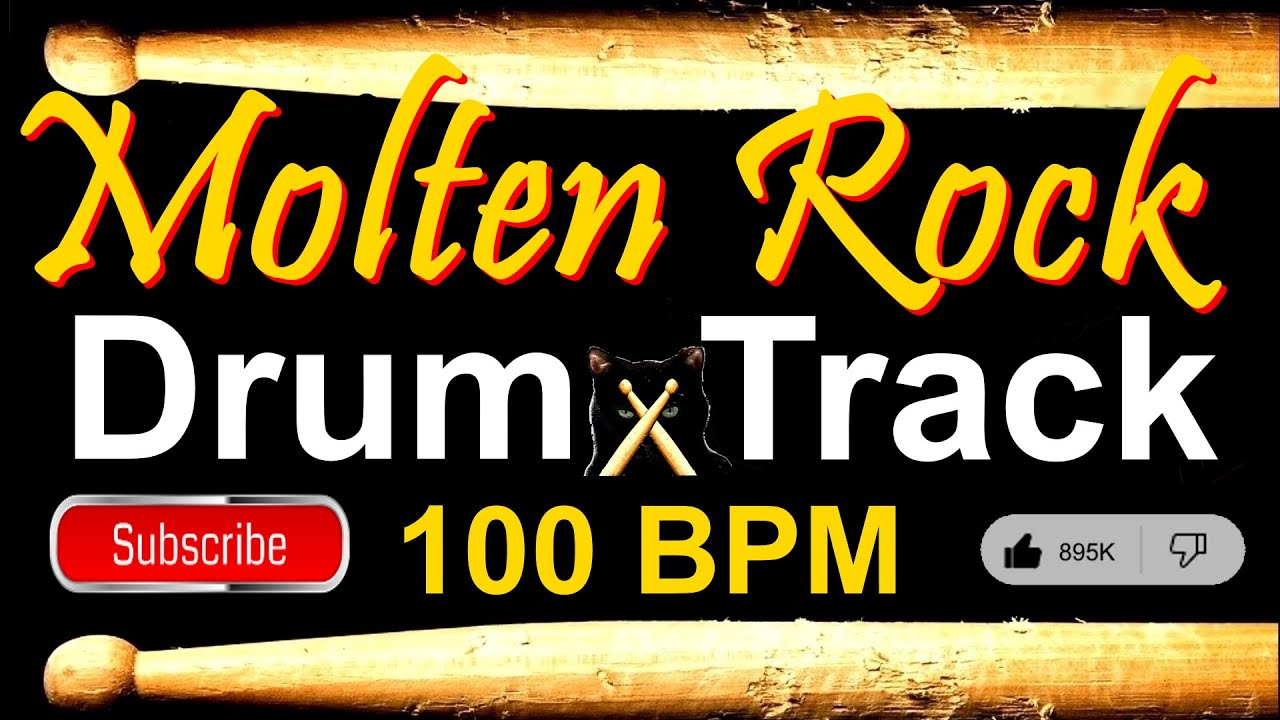 Molten Rock Drum Track 100 BPM Drum Beat for Bass Guitar Backing Tracks Drum Beats Instrumental 🥁544
