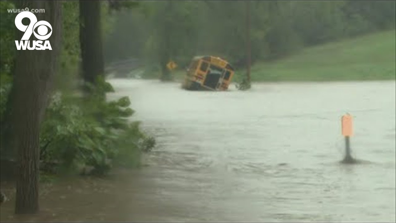 10 students rescued from school bus stuck on flooded bridge in Frederick County