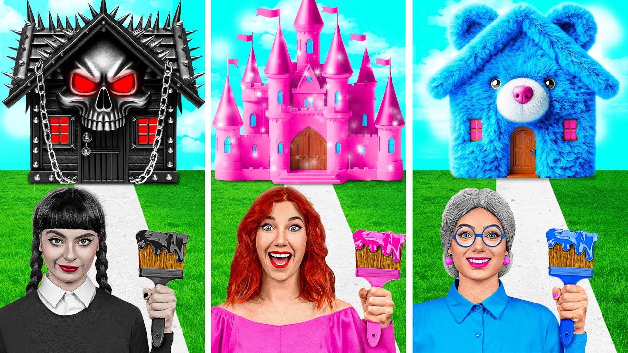 One Colored House Challenge | Easy Secret Hacks and Gadgets by Jelly DO Challenge