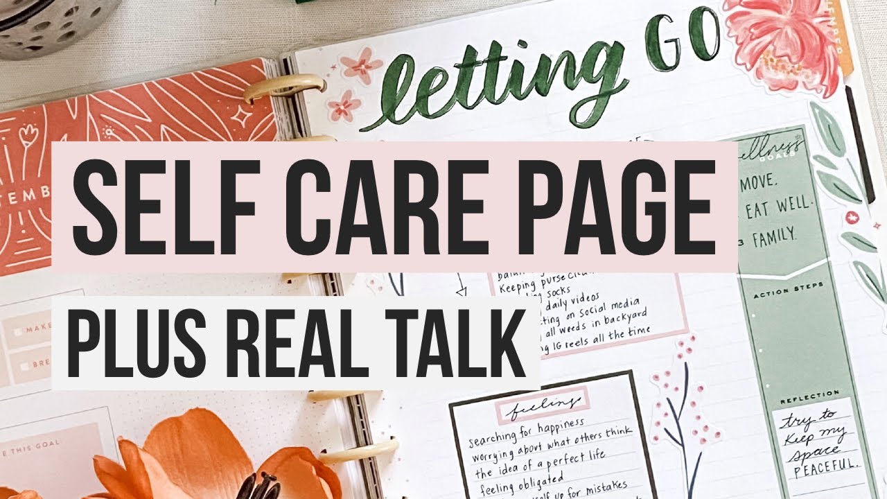 Self Care Page and Mental Health Chat - Letting Go | Anxiety and Overwhelm | The Happy Planner