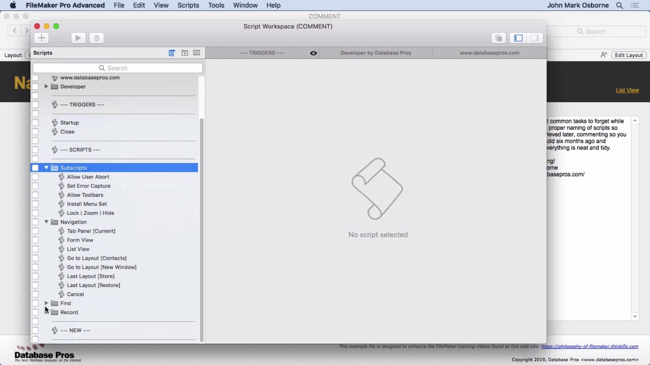 Naming, Commenting & Organizing Scripts