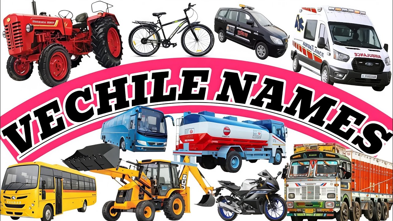Kids Vehicles Learning | 30 गाड़ियों के नाम हिंदी और इंग्लिश में