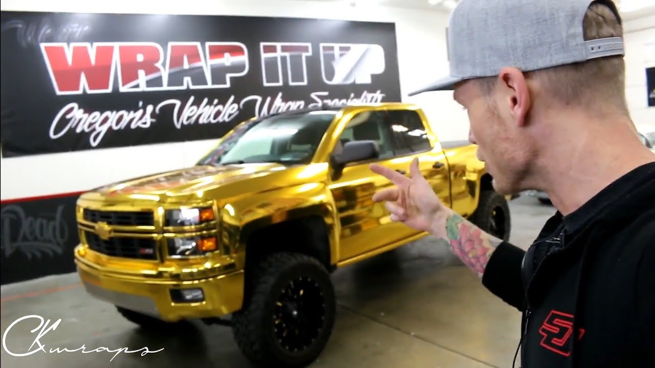 THE GOLD MONSTER GOLD CHROME VINYL WRAPPED TRUCK! The First Level 3 Chrome Workshop Student