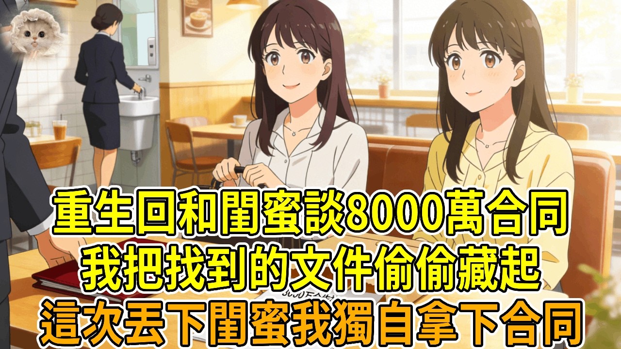上一世，閨蜜陪我去談8000萬合作案，途中客戶遺失文件，我好像幫忙找到，閨蜜卻趁我買水的功夫，獨自帶走文件談合作。後來她拿下案子，假惺惺說：“本想等妳一起，沒想到客戶急著簽約。”重生歸來，我必揭穿她
