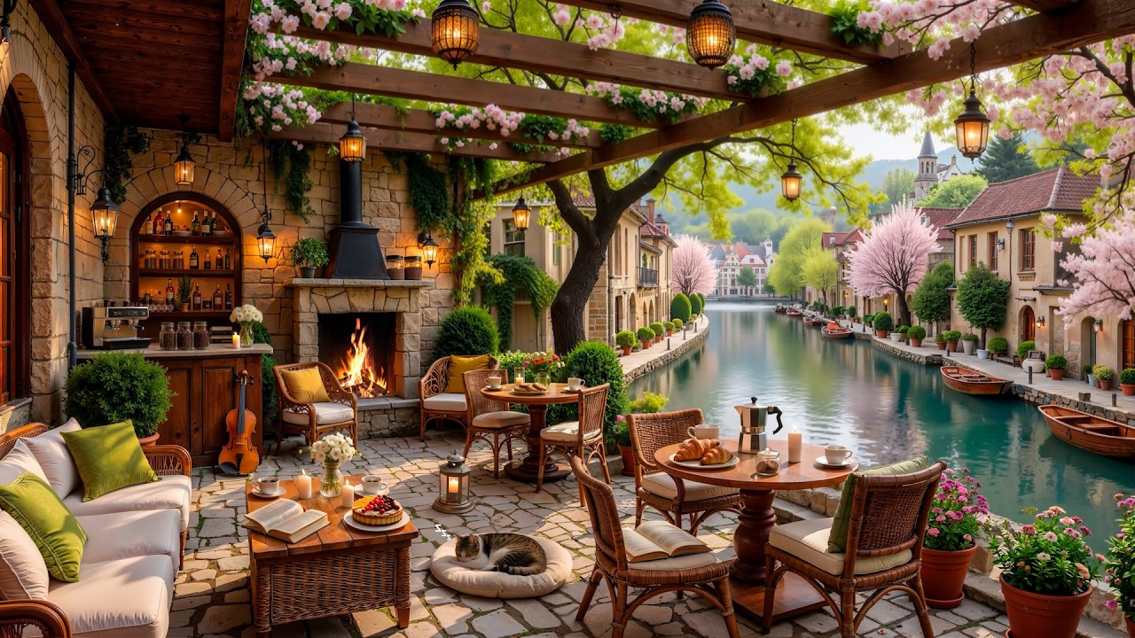 Relaxing Morning Jazz at Cozy Spring Coffee Shop Ambience 🌸 Smooth Jazz Instrumental Music to Study