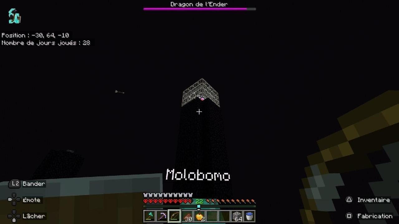 Survie hardcore minecraft combat contre le dragon