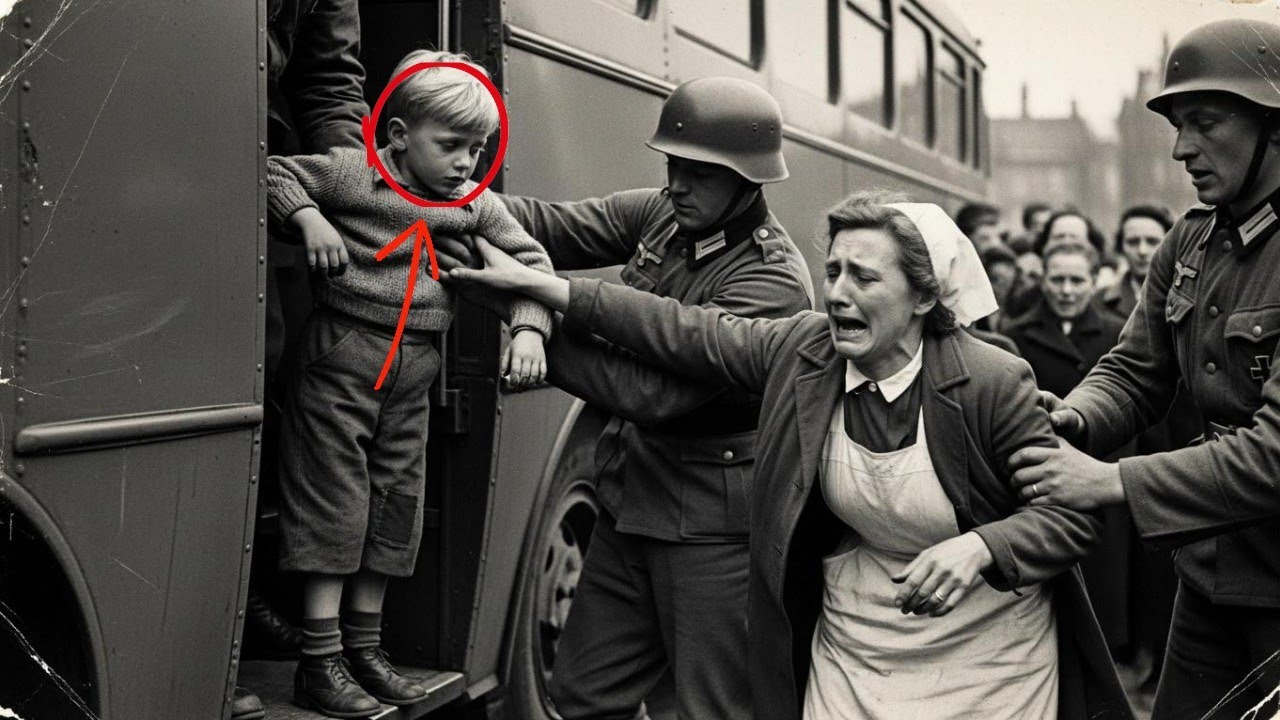 Op de foto omhelst ze haar zoon voor de laatste keer... maar de ogen van het kind verraden zijn lot